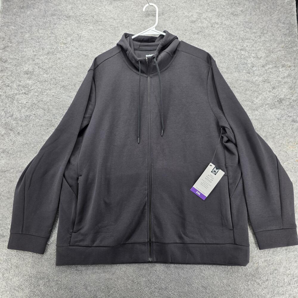 Member's Mark Hoodie Mens 2XL Black Full Zip Hooded Pockets Tagless Stretch